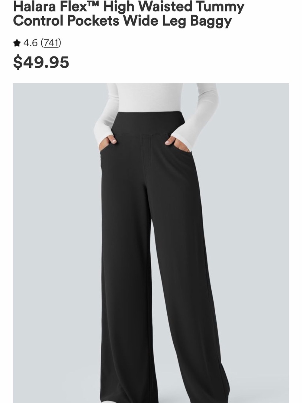 HALARA Wide Leg High Waist Tummy Control Pants - Black